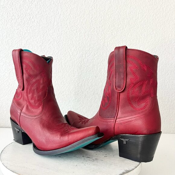 Lane SMOKESHOW Womens Cowboy Bootie 9.5 Red  Western Cowgirl Short Ankle Boots - Picture 1 of 11
